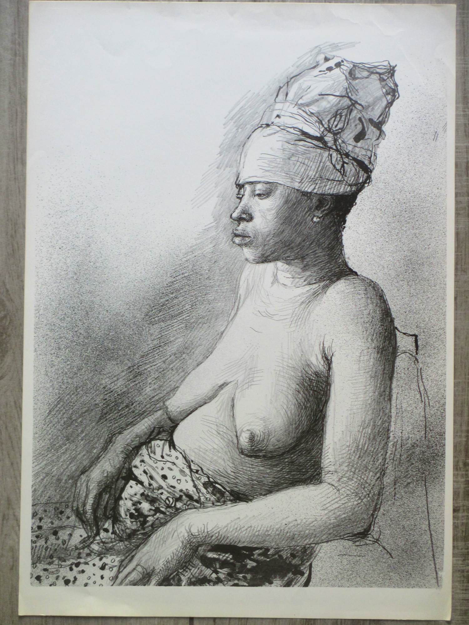 Aat Veldhoen - Afrikaanse vrouw - Rotaprint verkocht voor € 38!