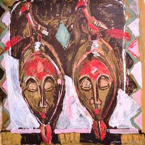 Annemarie de Groot - Titel: Maskers met vogels verkocht voor € 35!