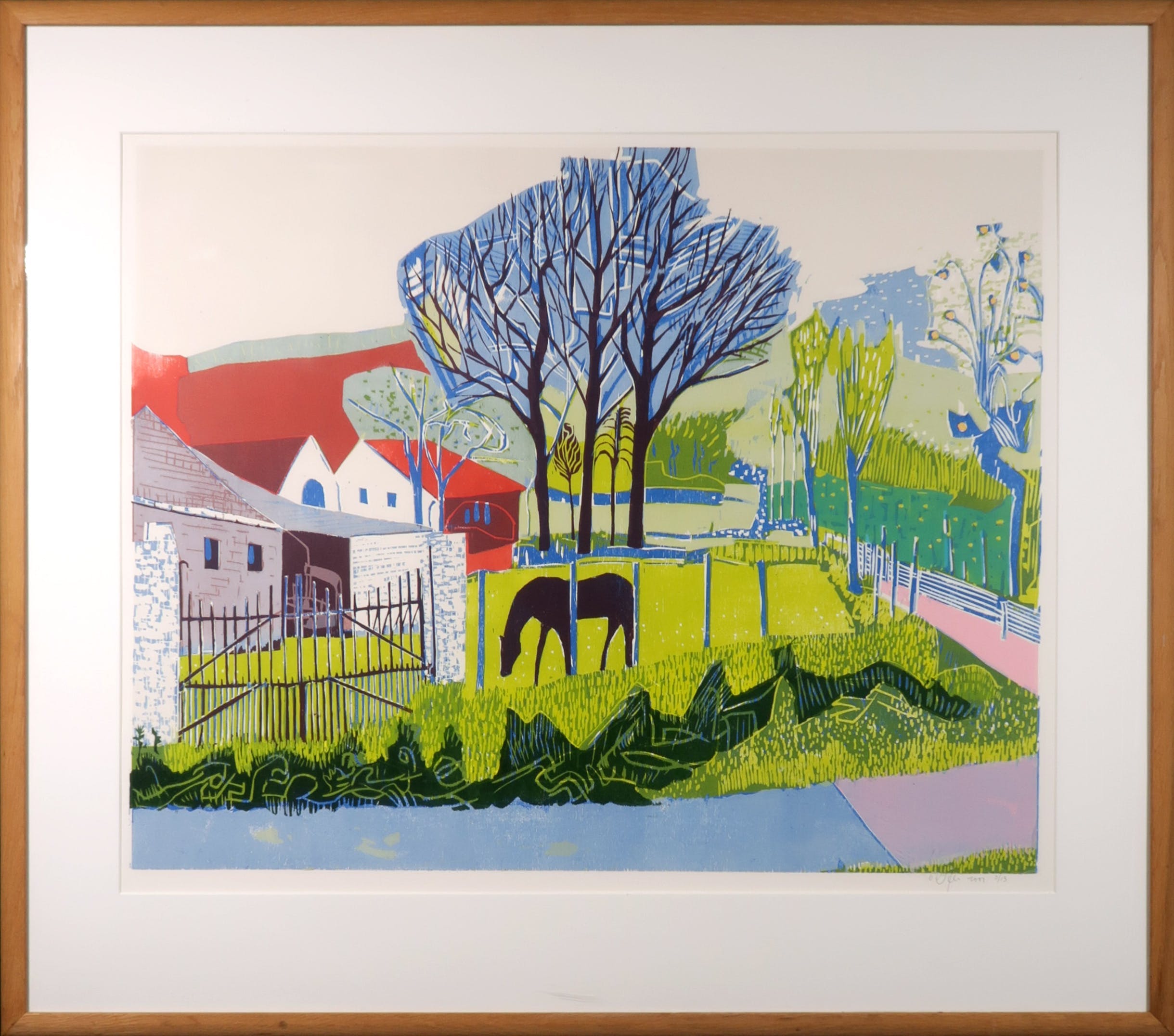 Vincent van Ojen - Houtsnede, Zonder titel - Ingelijst (Zeer groot) verkocht voor € 170!