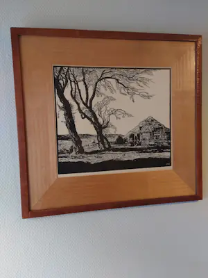 Piet Rackwitsz - Ets boerderij, landschap,Piet Rackwitsz kopen? Bied vanaf 20!