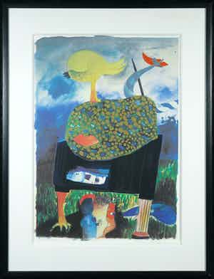 Michel van Overbeeke - Litho met bladgoud, The kiss - Ingelijst verkocht voor € 1!