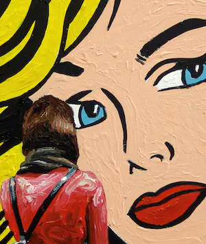 Gerard Boersma - Maybe (Vrouw kijkend naar schilderij van Roy Lichtenstein) kopen? Bied vanaf 75!