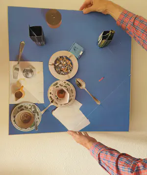 Daniel Spoerri - Tableau Piege - karton/ zeefdruk - 98/300 - uitklapbaar tafeltje - 68 x 68 cm kopen? Bied vanaf 450!