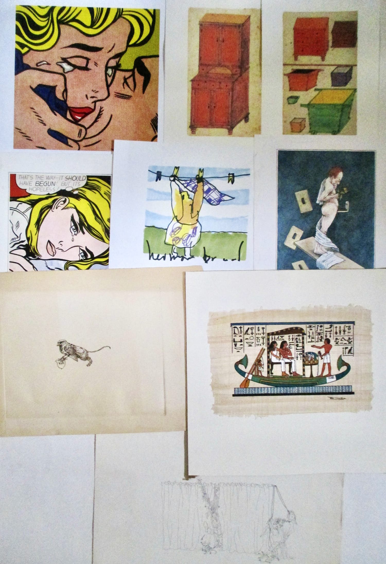 Niet of onleesbaar gesigneerd - 9 diverse grafieken oa Brood Lichtenstein kopen? Bied vanaf 1!