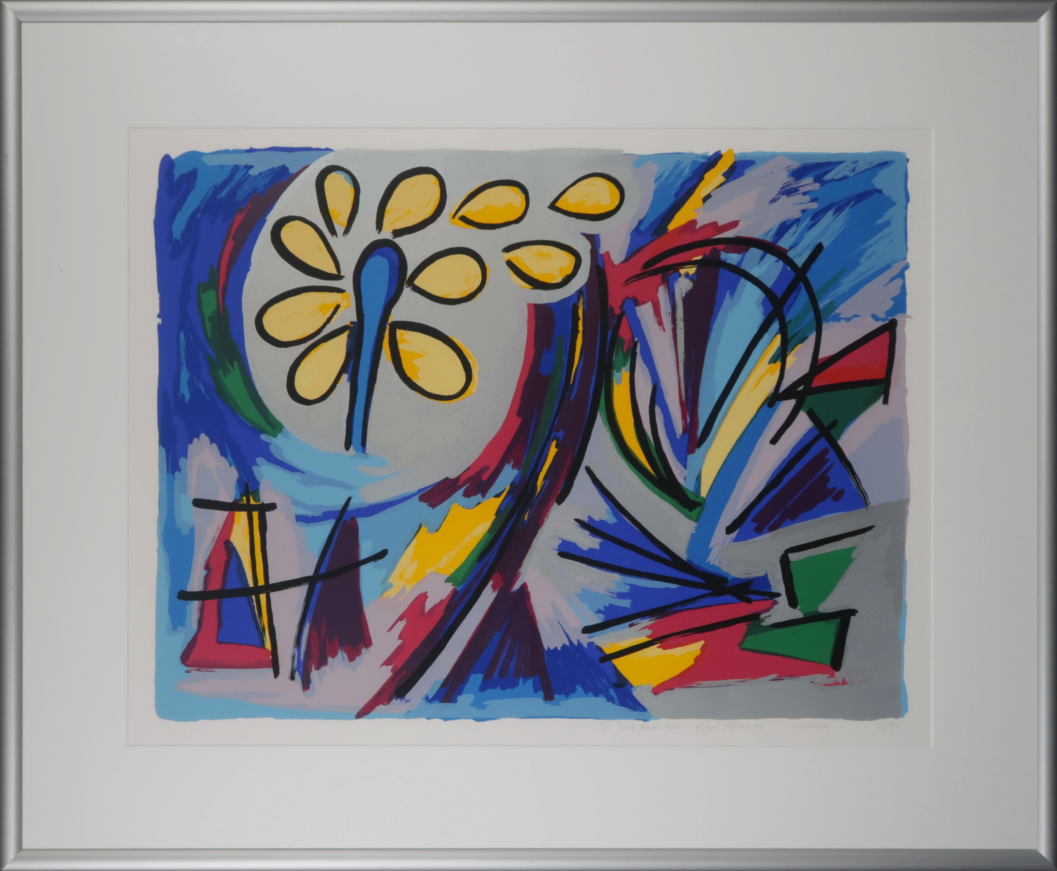 Frank Rosen - Zeefdruk, Op zoek naar Wat - Ingelijst verkocht voor € 20!