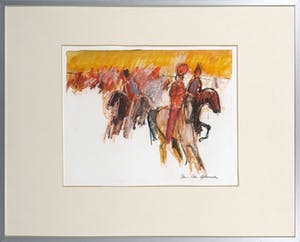 Jan Peter van Opheusden - Gemengde techniek op papier, o.a. krijt, Ruiters - Ingelijst kopen? Bied vanaf 100!