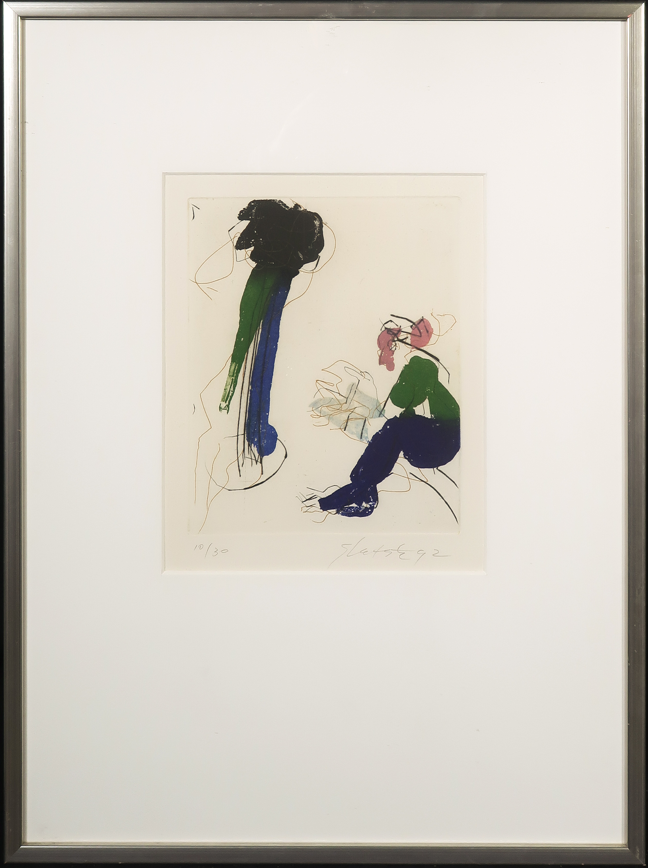 Ger Lataster - Aquatint en droge naald, Zonder titel - Ingelijst verkocht voor € 1!