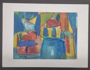 Joop Kropff - 4 abstracte werken in passe-partout kopen? Bied vanaf 120!