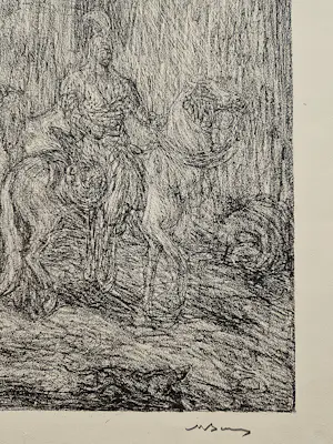 Marius Bauer - circa 1900 - grote lithografie " intocht Kavallerie in Algiers"potloodgesigneerd kopen? Bied vanaf 58!