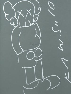 KAWS - Tekening in zilveren stift + oeuvrecatalogus 1993-2010 kopen? Bied vanaf 1!