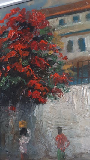 Sujatno Koempoel - Z.T. Straatscene met ossenkar - Geen minimum ! kopen? Bied vanaf 1!