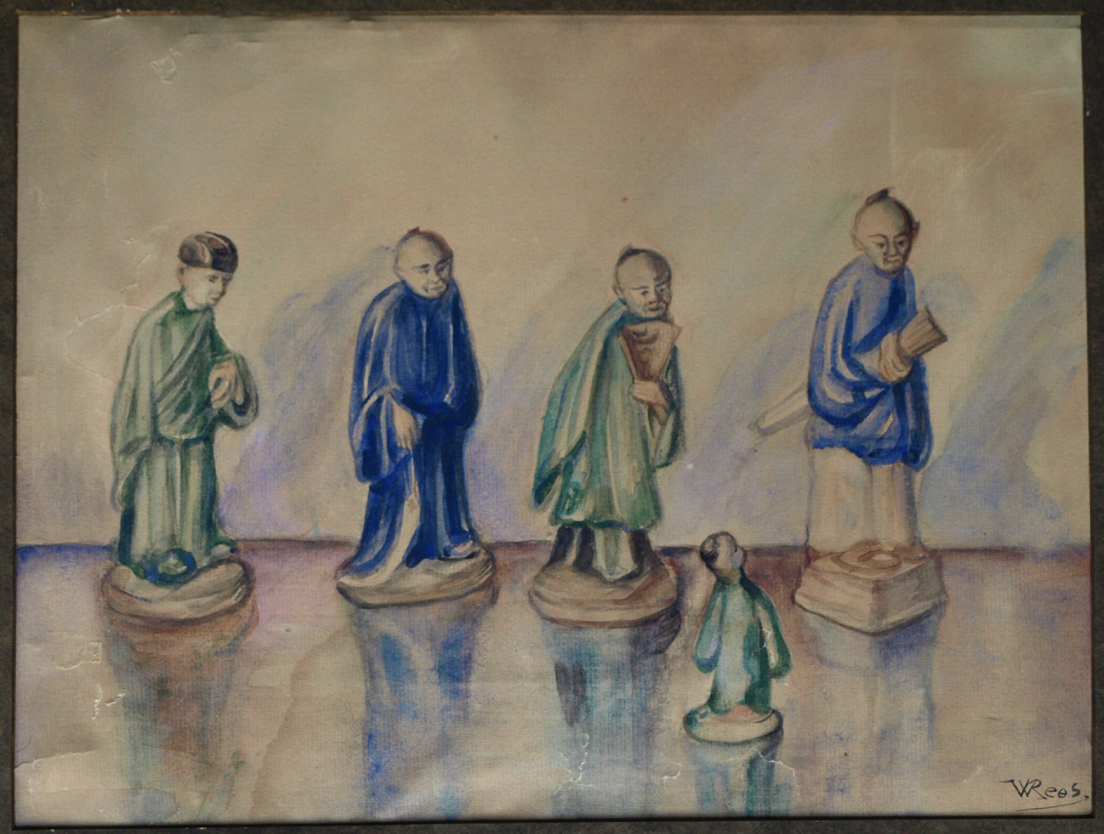 Willem Karel Rees - Aquarel , Oosterse figuren , Schaakstukken? – gesigneerd kopen? Bied vanaf 1!