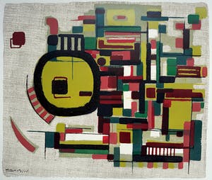 Wim Motz - Geometrisch abstracte compositie, litho kopen? Bied vanaf 85!
