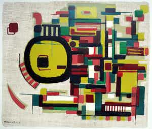 Wim Motz - Geometrisch abstracte compositie, litho verkocht voor € 85!