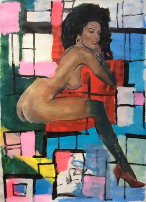 Peter Klashorst - Vrouwelijk Naakt - acryl op linnen (Groot!) kopen? Bied vanaf 495!