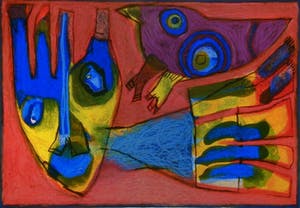 Geert Vrijdag - Kleurenzeefdruk DE MACHINE UITGEVLOGEN Handgesigneerd. kopen? Bied vanaf 125!