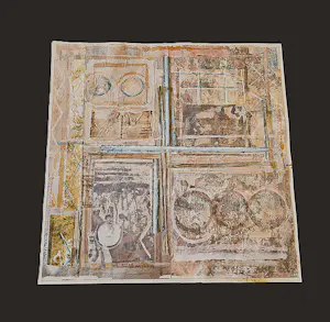 Marijke Stultiens - Limburgs (textiel) kunstenares - bijzondere jaren 90 papier- collage - gesigd. kaufen? Bieten Sie von 68!