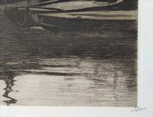 Willem Witsen - Binnenkant, met wapperende was op de schepen kopen? Bied vanaf 350!