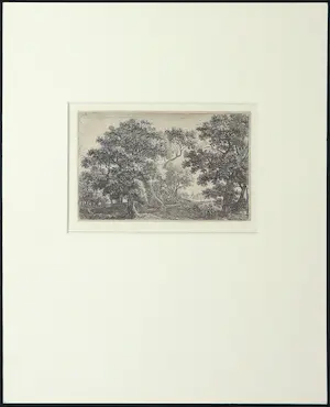 Anthonie Waterloo - Ets, Twee figuren onder een eik kopen? Bied vanaf 50!