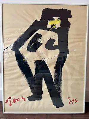 Stan Goes - Abstracte figuur in zwart, rood en geel kopen? Bied vanaf 250!