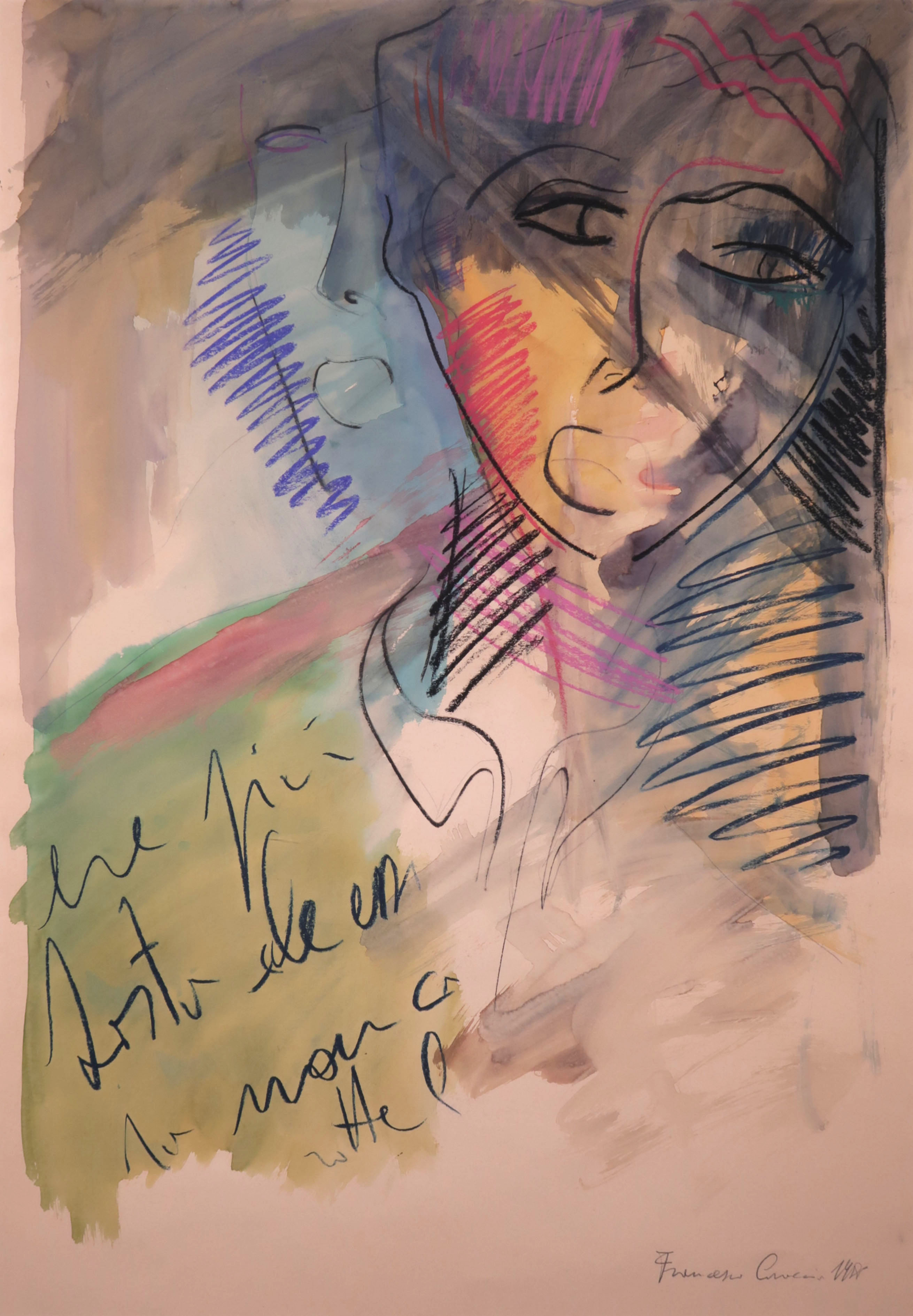 Francesco Caraccio - Gemengde techniek op papier, o.a. gouache, Storia d'amome - Ingelijst (Groot) kopen? Bied vanaf 100!