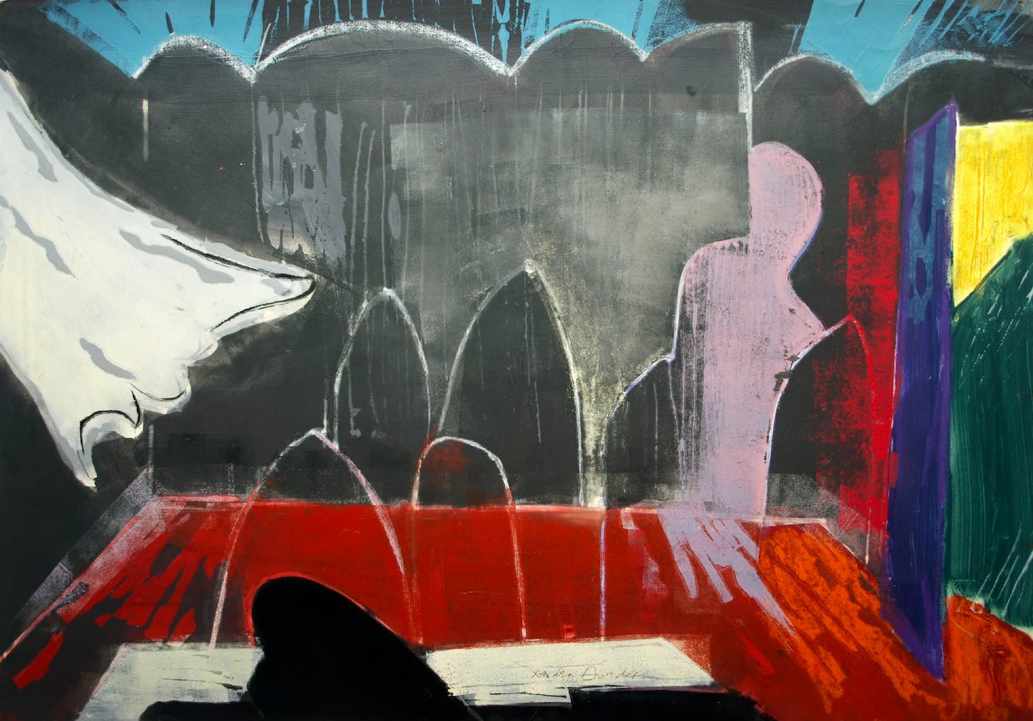 Xandra Donders - Gemengde techniek , Verdwenen Madonna van Pieve di Chio - 70 x 100 cm. verkocht voor € 50!
