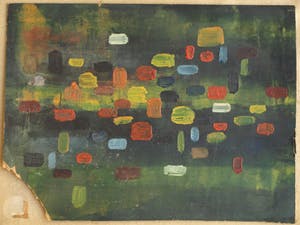 Niet of onleesbaar gesigneerd - Olieverf op papier , “Abstract” - ingelijst – ca 1960 kopen? Bied vanaf 10!