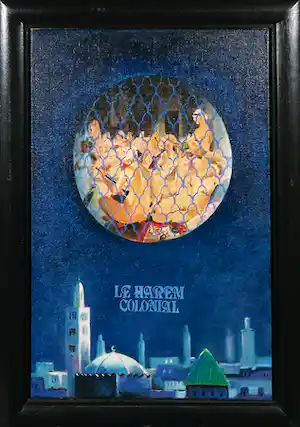Nour Edinne Jarram - Olieverf op doek, Le Harem Colonial - Ingelijst verkauft für € 225!