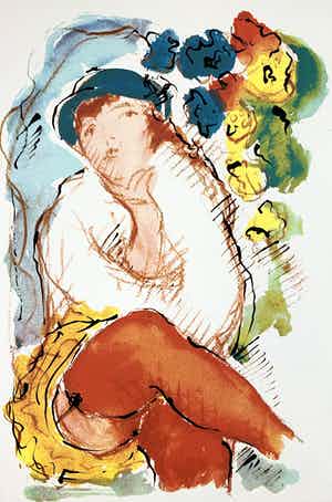 Nic Jonk - kleurenzeefdruk - 'Poserende vrouw' - 1981 verkocht voor € 129!