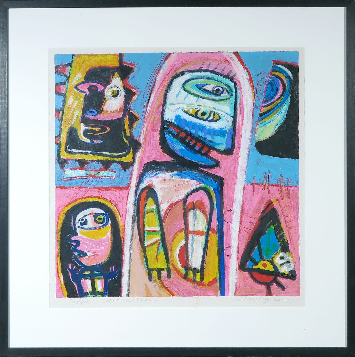 Henk Vierveijzer - Zeefdruk, Oma ze toren - Ingelijst verkocht voor € 1!