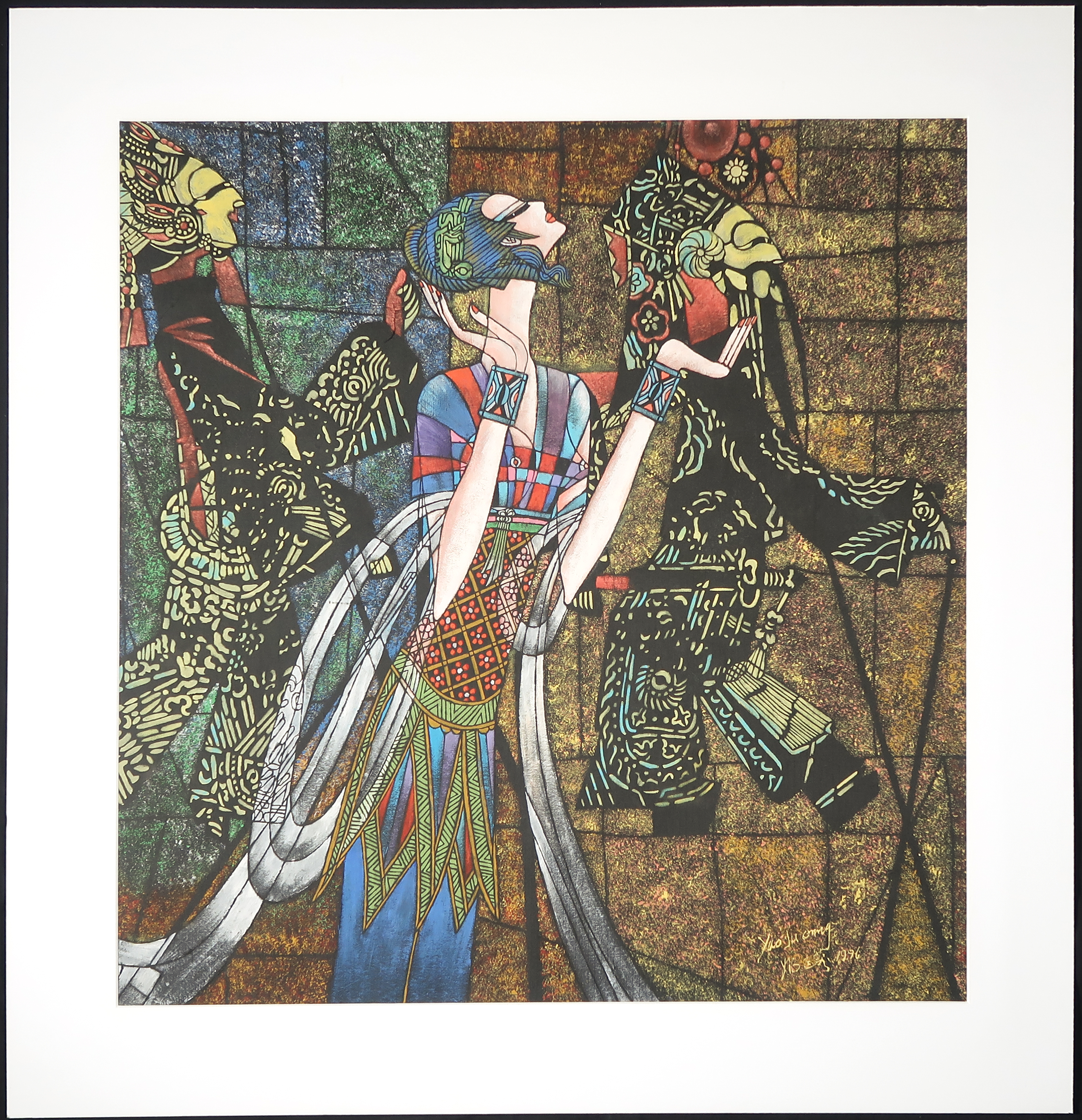 Niet of onleesbaar gesigneerd - Gouache op Japans papier, Aziatische vrouw (Groot) kopen? Bied vanaf 1!