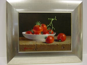 Hans Habraken - stilleven witte kom met tomaten kopen? Bied vanaf 450!
