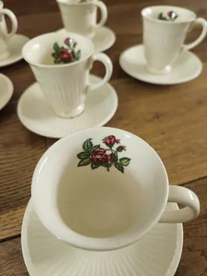 Wedgwood - Moss Rose of Etruria & Barlaston koffieset met roomstel - 16 delig kopen? Bied vanaf 35!