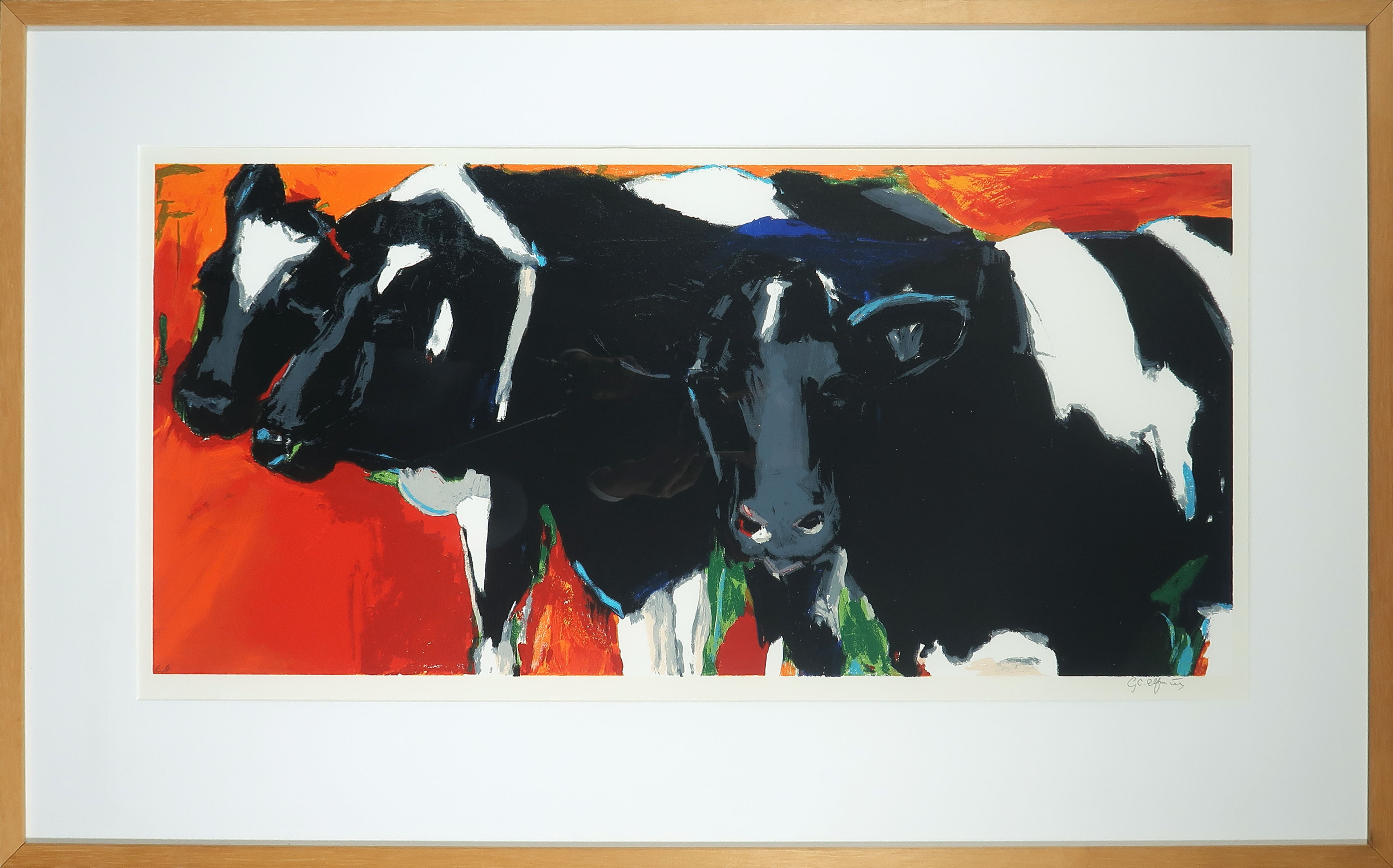 Gerda Elfring - Zeefdruk, Drie Koeien - Ingelijst (Groot) verkocht voor € 59!