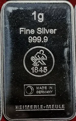 Internationaal Zilver - 25 x 1 gr .999 zilverbaartjes smelter Heimerle + Meuler r kopen? Bied vanaf 70!