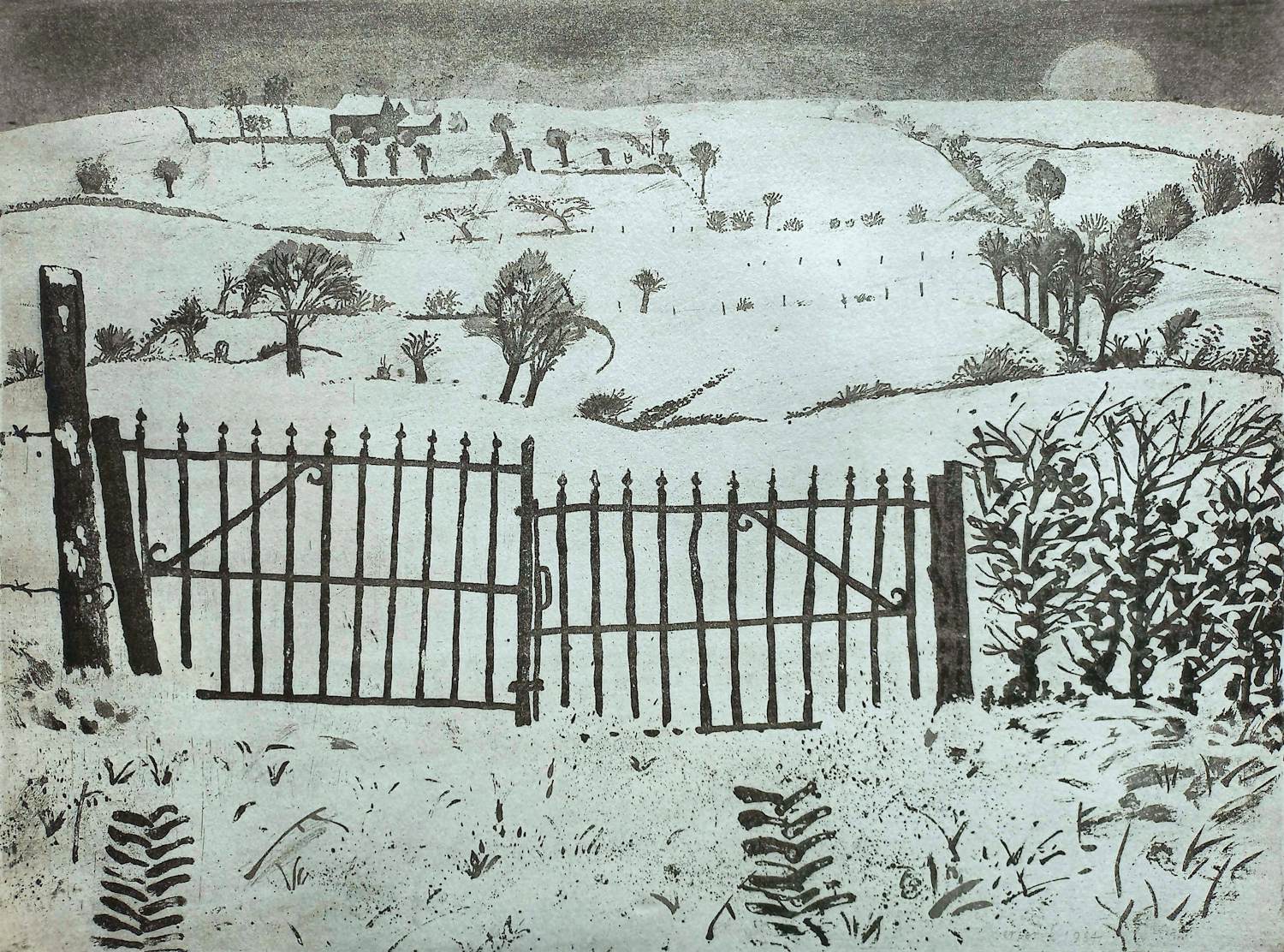 Herman Berserik - Besneeuwd landschap, aquatint ets (kleine oplage) kopen? Bied vanaf 100!