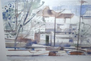 Niet of onleesbaar gesigneerd - Zandhoek Amsterdam 1996 - (architecten)tekening met aquarel kopen? Bied vanaf 10!