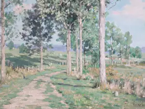 Anneke Boot - Zonnig heidelandschap met bomen kopen? Bied vanaf 180!