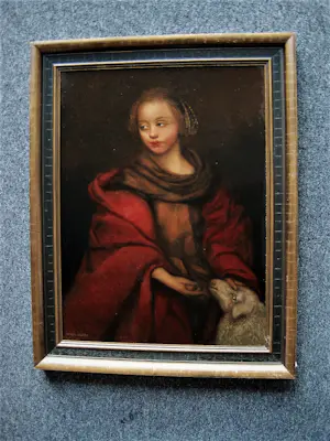 Frans Jacobs - Fraai & Groot romantisch olieverf op doek "Herderin met schaap" gesigneerd kopen? Bied vanaf 184!