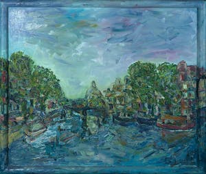 Ron van den Bosch - Arcyl op doek, Stadsgezicht - Ingelijst kopen? Bied vanaf 150!