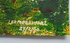 Leo Neervoort - Kleurrijk Landschap, olie op papier.Naïeve kunst. kopen? Bied vanaf 75!