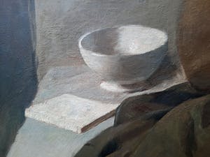 Arie van Mever - Stilleven met jas en wit bord - olieverf - groot - ingelijst - 21613 kopen? Bied vanaf 195!