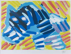 Karel Appel - Litho, Bull Dog - Ingelijst kopen? Bied vanaf 1!