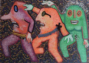 Enrico Baj - ENRICO BAJ UNIQUE MIXED MEDIA COLLAGE WORK OF ART 1974 kopen? Bied vanaf 1!