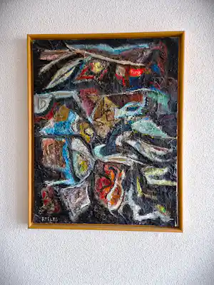 Lou Reelfs - (opnieuw in veiling) - leerling piet Mondriaan - jaren 30 olieverf - abstract verkauft für € 97!