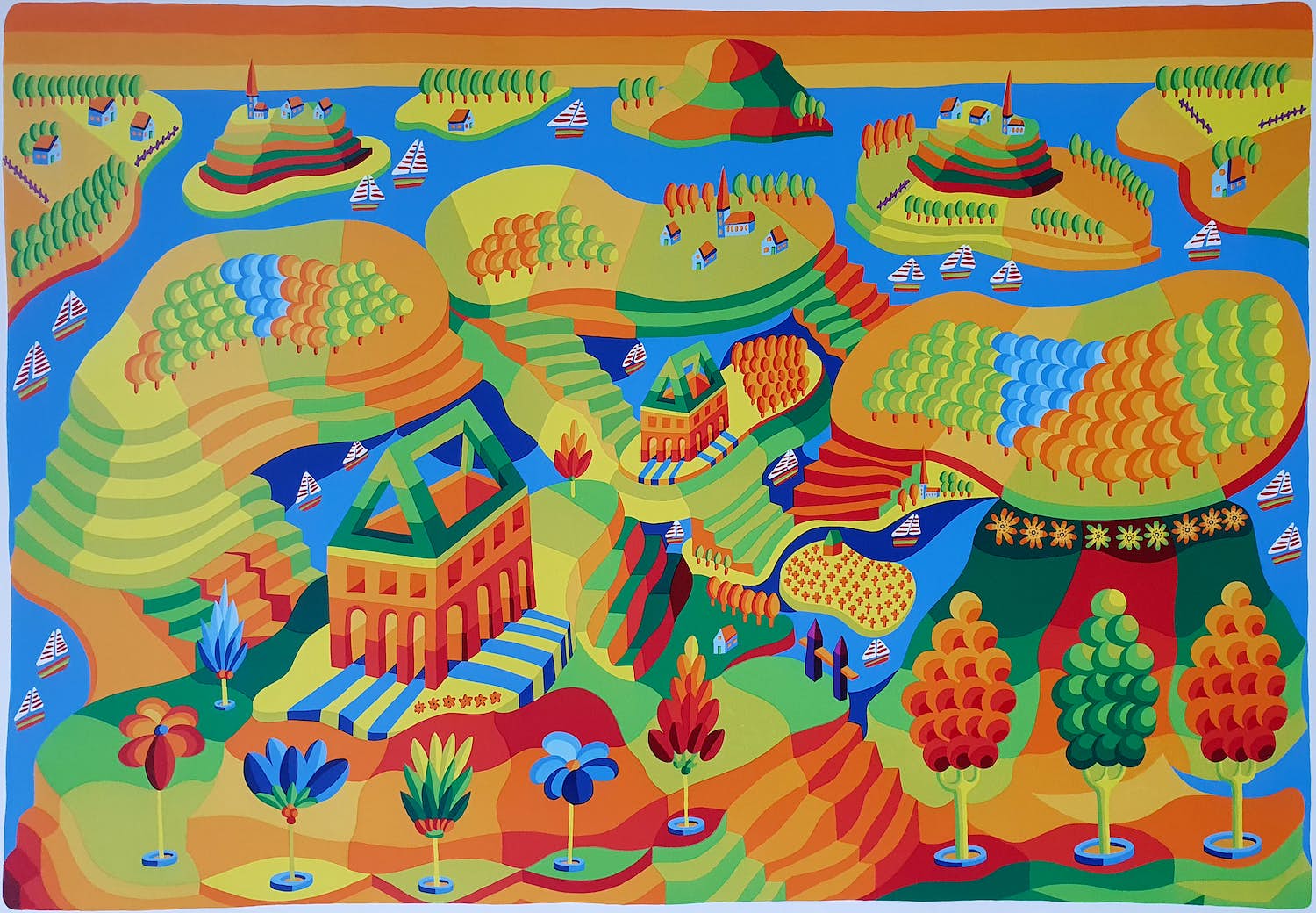 Louis Gans - Zeefdruk: 'Fantasielandschap' verkocht voor € 45!