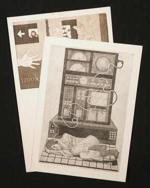 Niet of onleesbaar gesigneerd - Lot van twee etsen, Sans reponse + Zonder titel kopen? Bied vanaf 10!