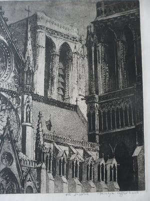 Riekje Offerhaus - Ets/aquatint. Kathedraal. kopen? Bied vanaf 20!