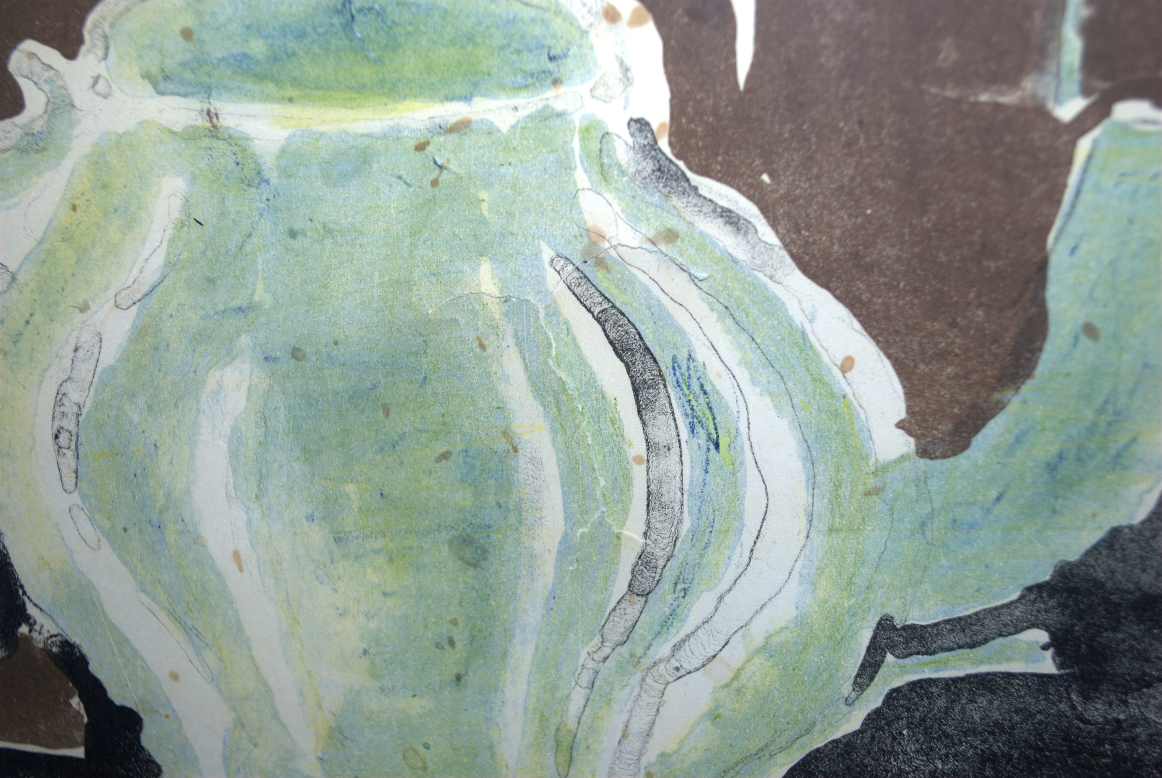 Jeanne Bieruma Oosting - de blauwe theepot - linosnede kopen? Bied vanaf 50!