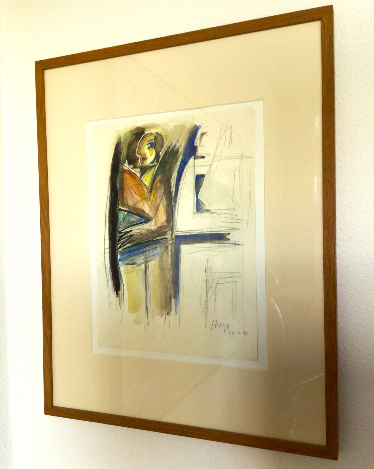 Yvan Theys - "Liefde" - 1976 - Gouache op papier - Ingelijst - PLUS zeefdruk (ook Theys) verkocht voor € 150!
